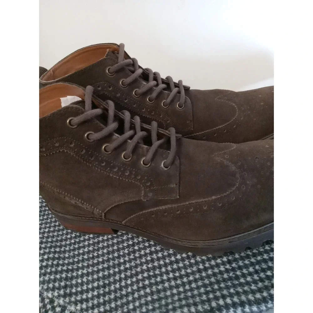 Stafford Mens Brown Leather Suede Lace‎ Up Ankle Boots Size 13M
